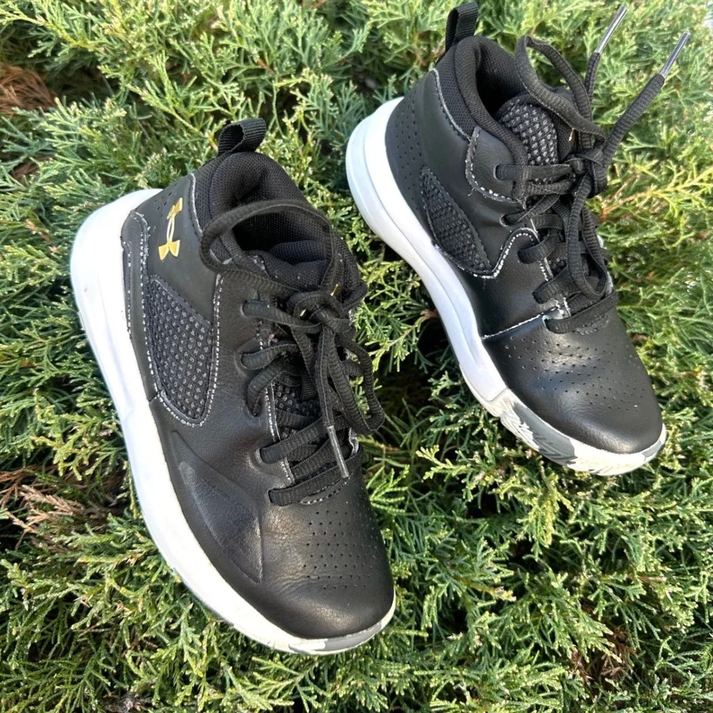 Under Armour Lockdown‎ 5 Faux Leather Basketball Shoes Toddler Boy Size 12 Black